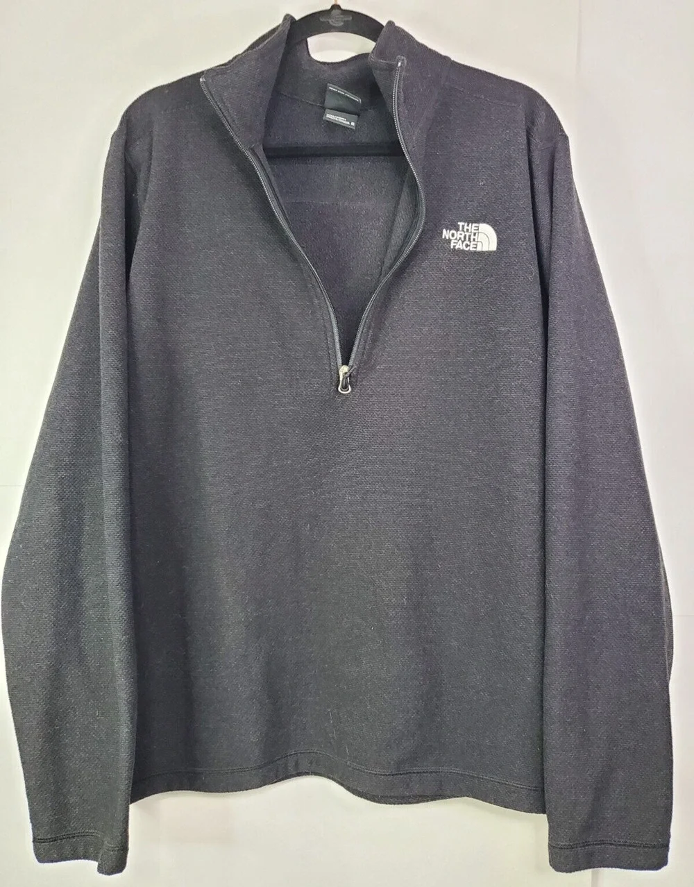 North Face Mens XL Textured Cap Rock 1/4 Zip Fleece Pullover GrayBlack Outdoors